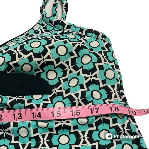 Fit 4U swim dress size 20W aqua,black,white geo design adjustable straps 1piece - Picture 9 of 13